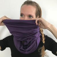 Purple Cotton Blend Oversized Infinity Scarf