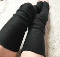 Black Fleece Thigh High Leg Warmers