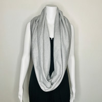 Gray Cotton Blend Infinity Scarf