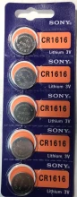 Sony CR1616 3V Lithium Coin Battery - 5 Pack