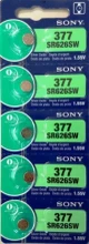 5 NEW MURATA / SONY 377 SR626SW SR626 V377 SilverOxide Watch Battery SR66 TR626W