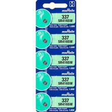 Murata 337 SR416SW Battery 1.55V Silver Oxide Watch Button Cell - Replaces Sony 337 (5 Batteries)