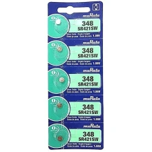 Murata 348 (SR421SW) Silver Oxide Watch Battery (5 Count) - Replaces Sony 348
