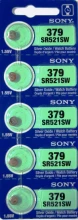 Murata 379 Battery SR521SW 1.55V Silver Oxide Watch Button Cell (5 Batteries)