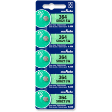 Murata 364 SR621SW Battery 1.55V Silver Oxide Watch Button Cell - Replaces Sony 364 (5 Batteries)