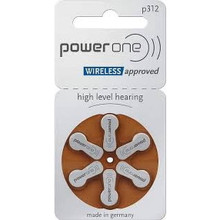 Power One Size 312 1.45V Zinc Air Hearing Aid Batteries (Pack of 6)