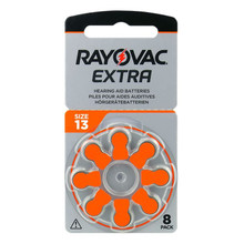 Rayovac Extra 13, 8 Pack, Hearing Aid Batteries, High Performance, Zinc Air Batteries, 1 Blister Card, Orange