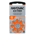 Rayovac Extra 13, 8 Pack, Hearing Aid Batteries, High Performance, Zinc Air Batteries, 1 Blister Card, Orange