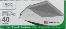 1 Mead 75214 #10 4 1/8 X 9 1/2 Gummed Closure 40 count white envelope