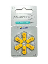 6pcs Power One Brand of varta Size P10 Hearing Aid Battery, Mercury-Free