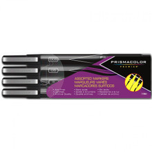 Prismacolor Premier Fineline Art Marker Black 4 Mixed Tip Sizes 005 05 Brush Chisel - Kingpen