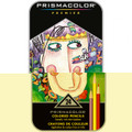 Prismacolor Art Pencils 24Ct Tin , Canary Yellow, Spanish Orange, Goldenrod, Orange, Poppy Red, Crimson Red, Mulberry, Pink, Peach, Parma Violet, Violet, Violet Blue, True Blue, Light Cerulean Blue, Indigo Blue, Apple Green, True Green, Grass Green, Dark Green, Sienna Brown, Tuscan Red, Dark Breown, Black, White - Kingpen