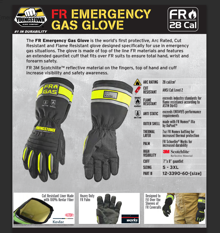FR Emergency Gas Glove 28 Cal Silver Needle Inc.™