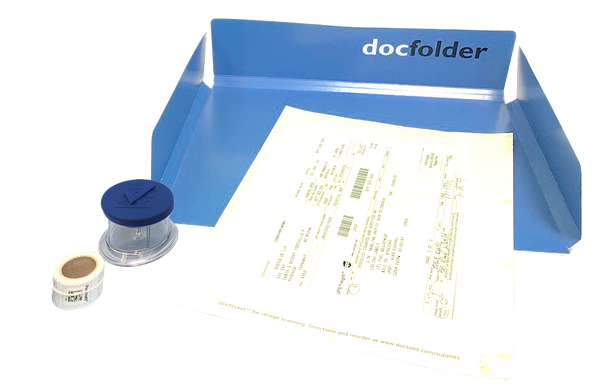 BLUE: Each Kit includes a Dispenser, DocPocket, DocFolder and TWO rolls of stamps.
