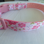 Pink Flower Dog Collar 12"-18"