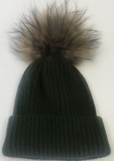 olive green pom pom hat