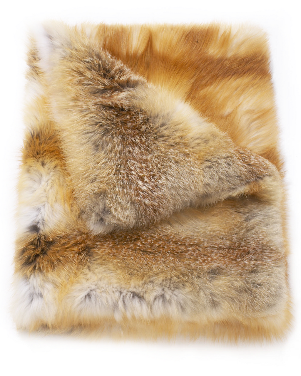 Natural Red Fox Fur Throw Blanket, 50x58"