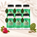 Natural Home Cures Freeze-Dried Nopal Cactus supplement bottle with loose capsules, cactus pads, and ripe prickly pear fruit