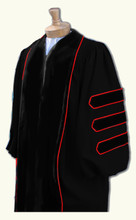 Deluxe Doctoral Gown is made with black Pilgrim fabric with black deluxe velvet.