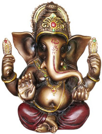 Statue - Ganesha 5" - Painted Bronze Resin