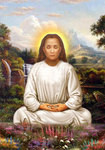 Mahavatar Babaji Picture - Lotus Pose in White Robes - Magnet