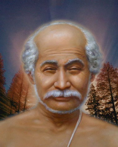 This uplifting colour photograph displays Lahiri Mahasaya in front of a sunrise in the trees.

The devotional 11x14 picture is suitable for wall, desk, or altar.