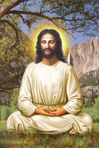 Jesus Meditating With Waterfall
