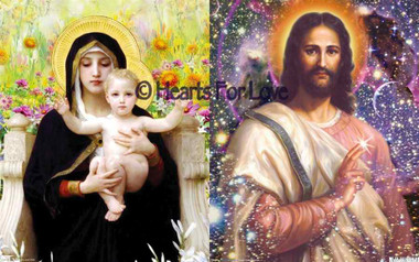 cosmic christ mother mary and child high resolution art card 8x10
