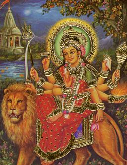 Durga - The Fierce Aspect of Shakti - Banisher of Darkness - Tall Jar Candle