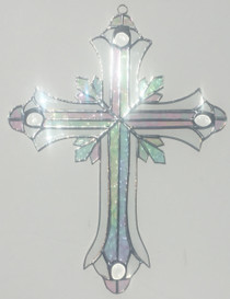 Iridescent Stained Glass Ornate Cross