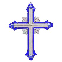 Blue Stained Glass Simple Cross