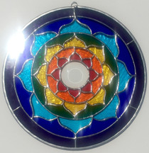 Rainbow Stained Glass Lotus Mandala - 10"