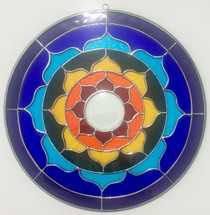Rainbow Stained Glass Lotus Mandala - 15"