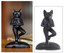 Suar Wood Sculpture, 'Black Cat Tree Pose Yoga'