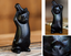 Wood sculpture, 'Black Cat Stretch'