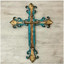 Handcrafted Blue Religious Cross, 'Royal Cross'