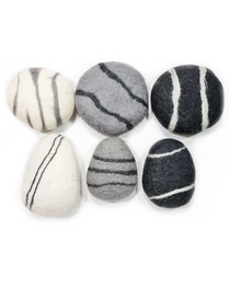 Zen Stone Pillow - Large Oval -  Felted Wool (Light Gray)