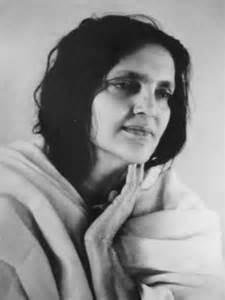 5"x7" Black and White photo of Anandamayi Ma with fingers on chin.