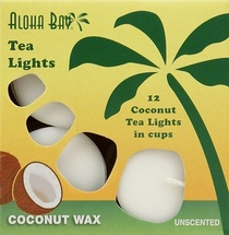 Tea Lights Unscented  Coconut Wax  12 pack - White