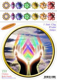 Static Cling Sticker - Chakras Reiki Hands