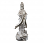 Statue - Quan Yin on Lotus Pedestal (Marble Finish)
