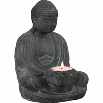 Buddha Statue Tea Light Holder (Charcoal)