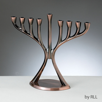 Aluminum Menorah - Copper Antique Finish (9" X 9")