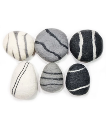 Zen Stone Pillow - Medium Round - Felted Wool (Light Gray)