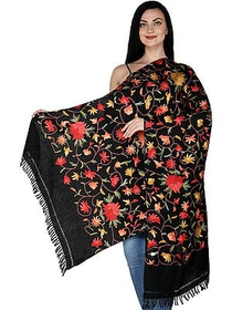 Kashmir Stole with Embroidered Flowers