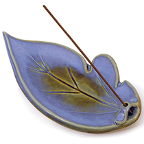 Azure Leaf Ceramic Incense Holder