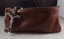 Rosary Bead Pouch - Distressed Leather (Long)