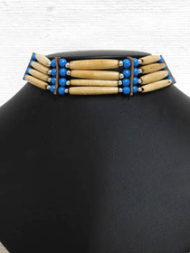 Four Row Choker with Blue Beads