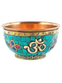Copper Mosaic Om Incense Bowl