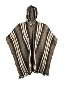 Hooded Peruvian Poncho - Charcoal
